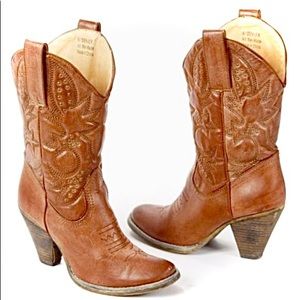 Studded Cowgirl Boots in Chestnut Brown- style "Denver"